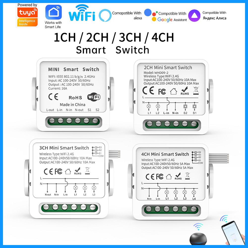 Tuya Smart Switch - Tuya WiFi Smart Switch 1/2/3/4-fach 4-Wege