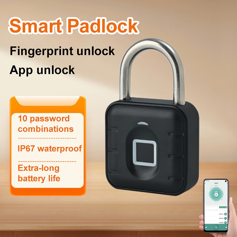 Smart Home Lock - Tuya Smart Biometrisches Fingerabdruck-Türschloss, elektronisches Bluetooth-Vorhängeschloss,
