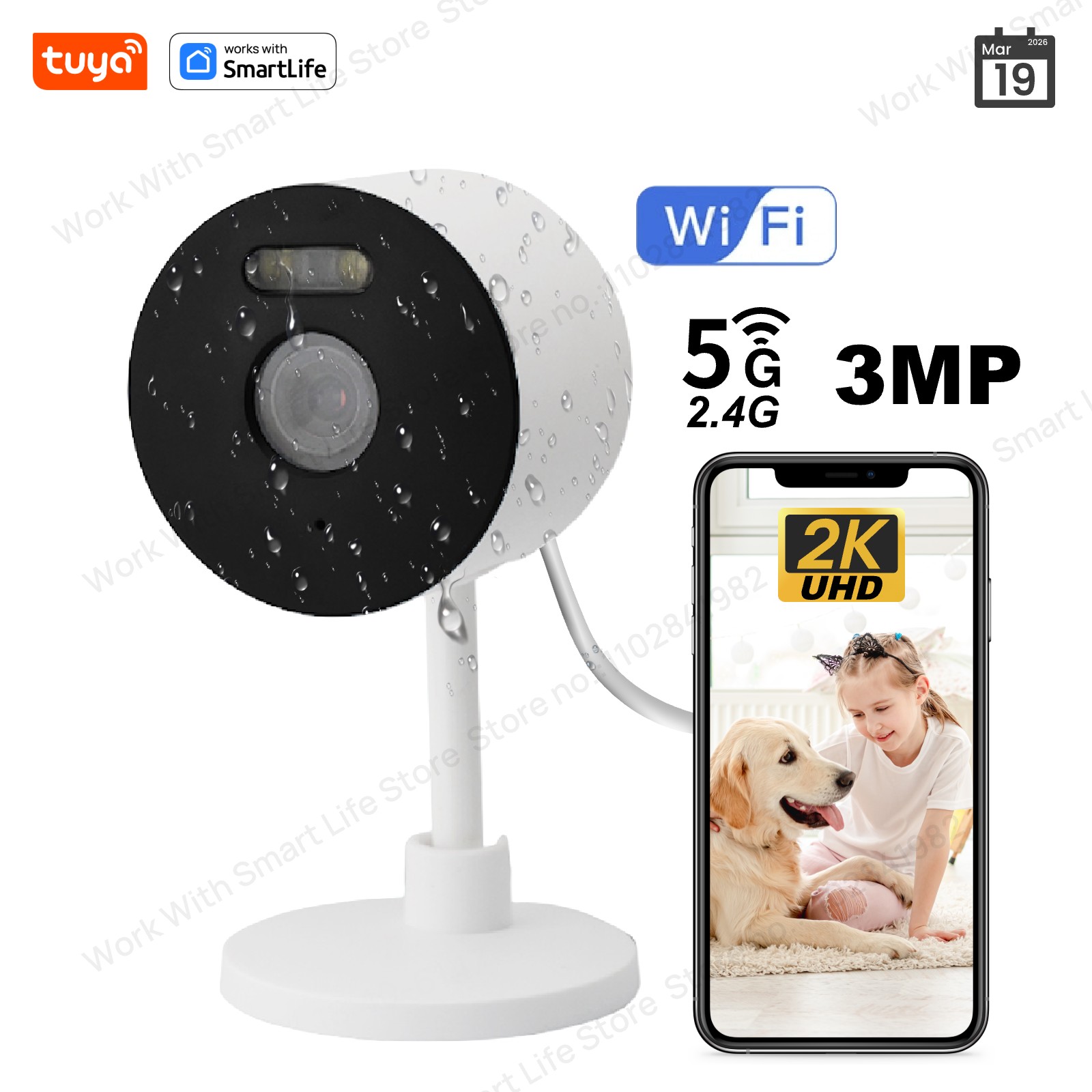 Smart Home Camera Ezviz - 3MP HD Tuya Smart Innen-/Außen-Sicherheitskamera für