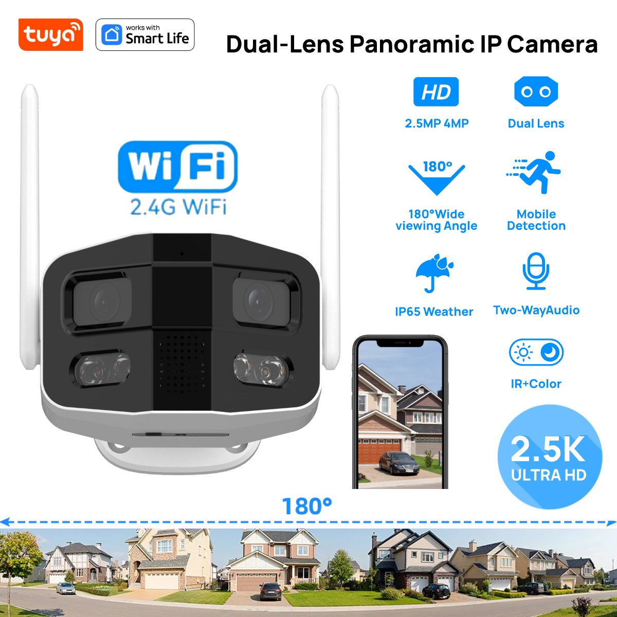 Smart Home Camera Ezviz - Tuya Smart 4MP 2,5K Dual-Linse Large