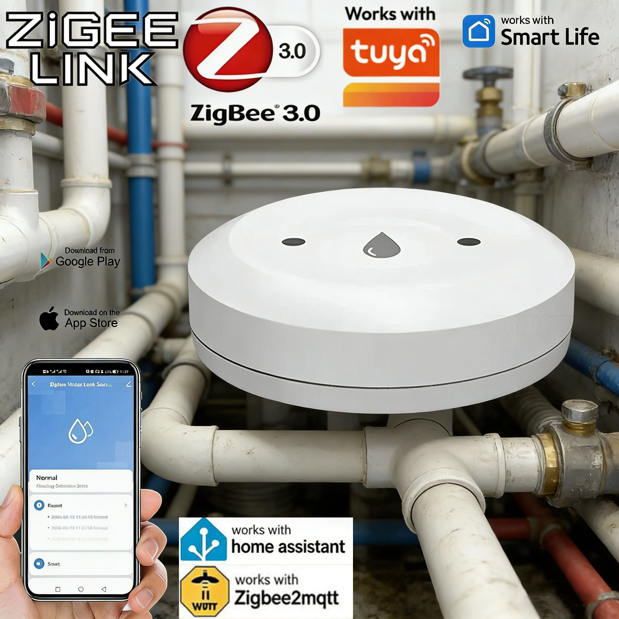 Smart Home Water Level Sensor - Für Tuya Zigbee Smart Wasserleck-Sensor Überflutungs-