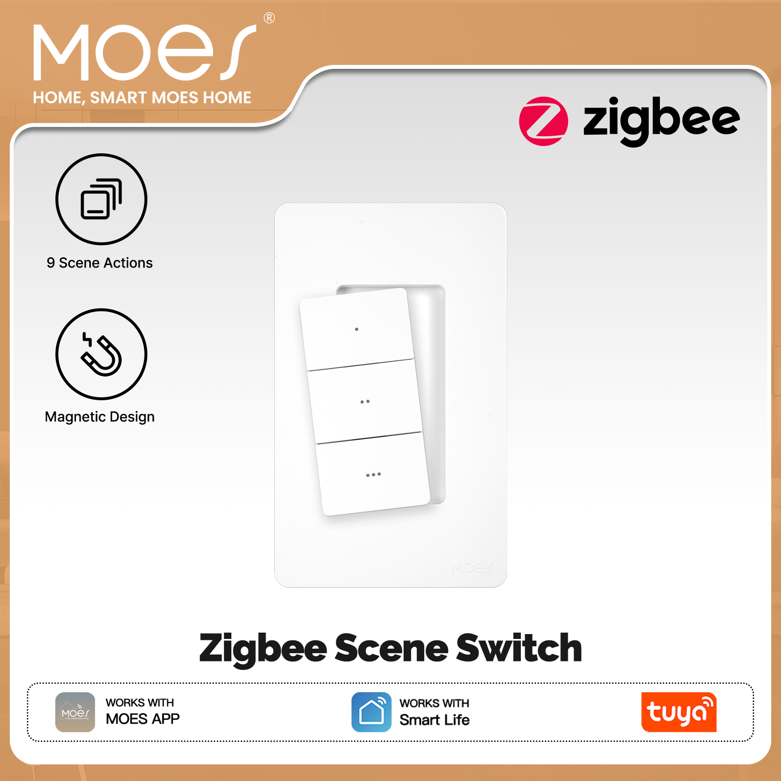 Tuya Smart Switch - MOES Tuya Zigbee Smart Kabelloser Szenenschalter