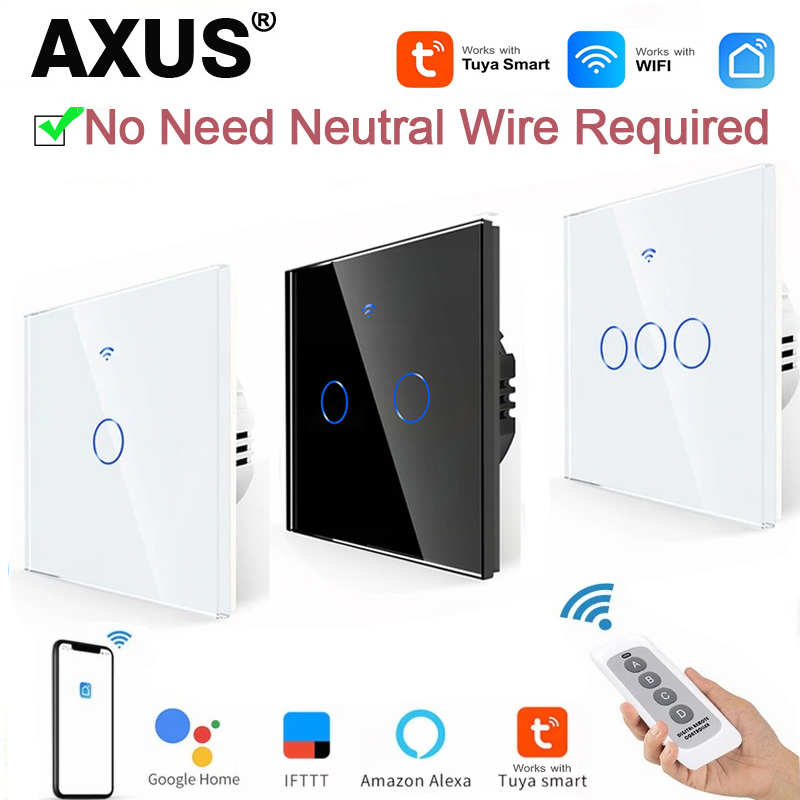 Tuya Smart Switch - AXUS EU WLAN-Smart-Lichtschalter ohne Neutralleiter, Touch-Schalter