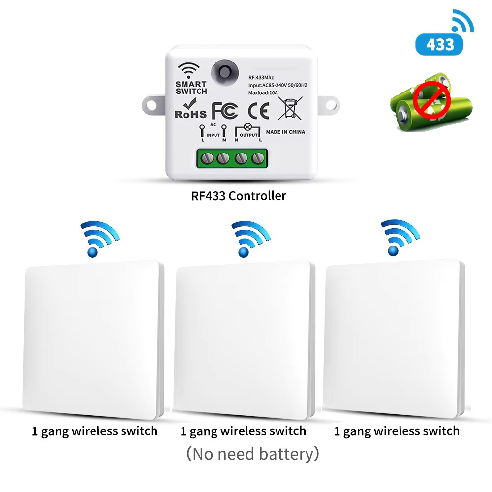 Smart Home Switch - RF433 Selbstversorgender Kabelloser Lichtschalter, Kinetische Energie