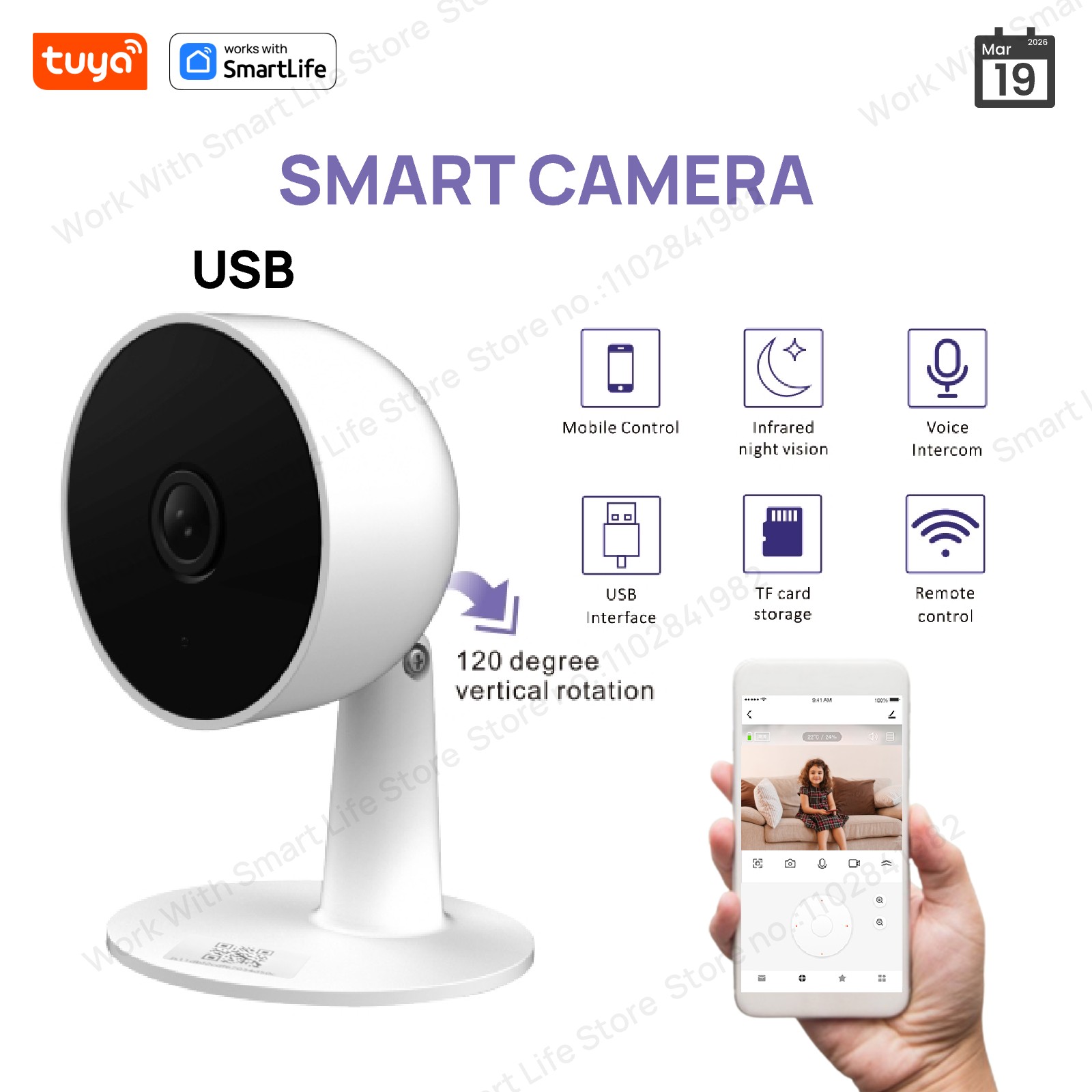 Smart Home Camera Ezviz - Tuya Smart 3MP HD Indoor-Überwachungskamera für